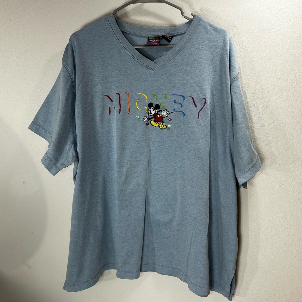 Mickey Unlimited Mickey Embroidered Light Blue Short Sleeve Tee Size 4X